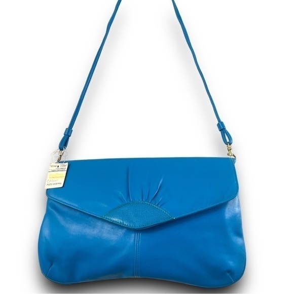 NWT Bag Bazaar Vintage 90’s Turquoise Vegan Leather Clutch Shoulder Bag Purse - Picture 17 of 17